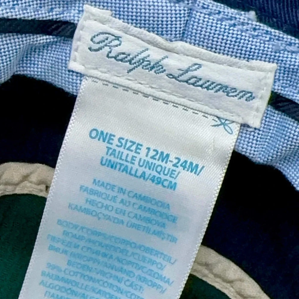 Ralph Lauren Baby Colorblock Corduroy Bucket Hat 12-24M Pony Logo Green Navy Red